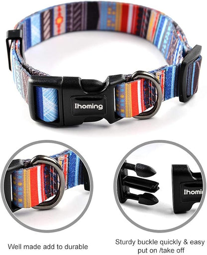 Ihoming Dog Collar and Leash Set for Daily Outdoor Walking Running Training, Splicing Design for Medium Boys Girls Dogs Cats Pets, M-Up to 45LBS