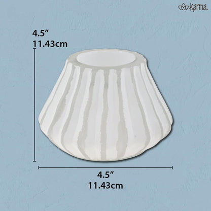 Karma, Boho Fluted Pyramid Tealight, Votive Candle Holder, Glass Votive Candle Holders for Table Decorations, Beach Party and Coastal Home Decor, White
