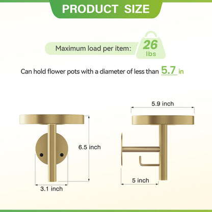 DELLAN Wall Plant Holder, 3 Pack Metal Wall Planters Stand Floating Shelves for Indoor Plants, Window Sill Plant Decor for Bedroom, Bathroom, Living Room, Home, Office, All Gold