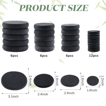 Patelai 30 Pcs Hot Stones for Massage, Basalt Hot Rocks Massage Rocks Kit Black Smooth Stones Set for Professional Home Spa Warming Relaxation and More, 4 Sizes