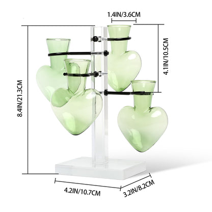 YYHglass Clear Plants Propagation Stations Terrarium Kit Birthday Gift for Women for Indoor Home Office Decor Acrylic Plant Accessories - 4 Love Hear Vase