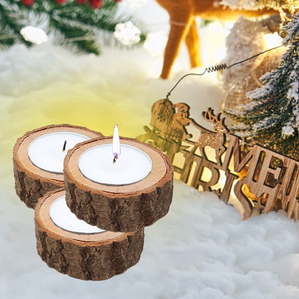 12pcs Wooden Tealight Candle Holder Wood Votive Tealight Holder Tealights Candlestick Pillar Candle Stands for Dining Table Wedding Party(Color:Wood)