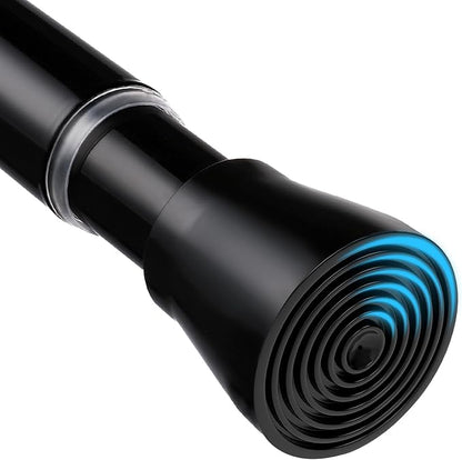 MEXAU 1 Pack Black Shower Curtain Rod 16 To 26 Inch Tension Shower Rod For Bathroom 7/8" Adjustable Spring Curtain Rod No Drilling Spring Rod Black Tension Curtain Rods for Windows Doorway Closet
