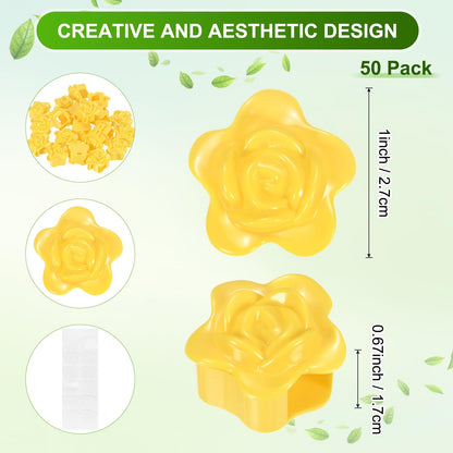 M METERXITY 100 Pack Plant Wall Clips, Self-Adhesive Plant Climbing Wall Clips Fixer with Acrylic Adhesive Sticker for Vine Support/Indoor/Outdoor Decor [Rose-Yellow]