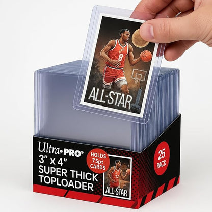 Ultra Pro 3 x 4 Super Thick Baseball Card Toploaders,Polyvinyl Chloride, Holds 75pt Cards (Pack of 25)