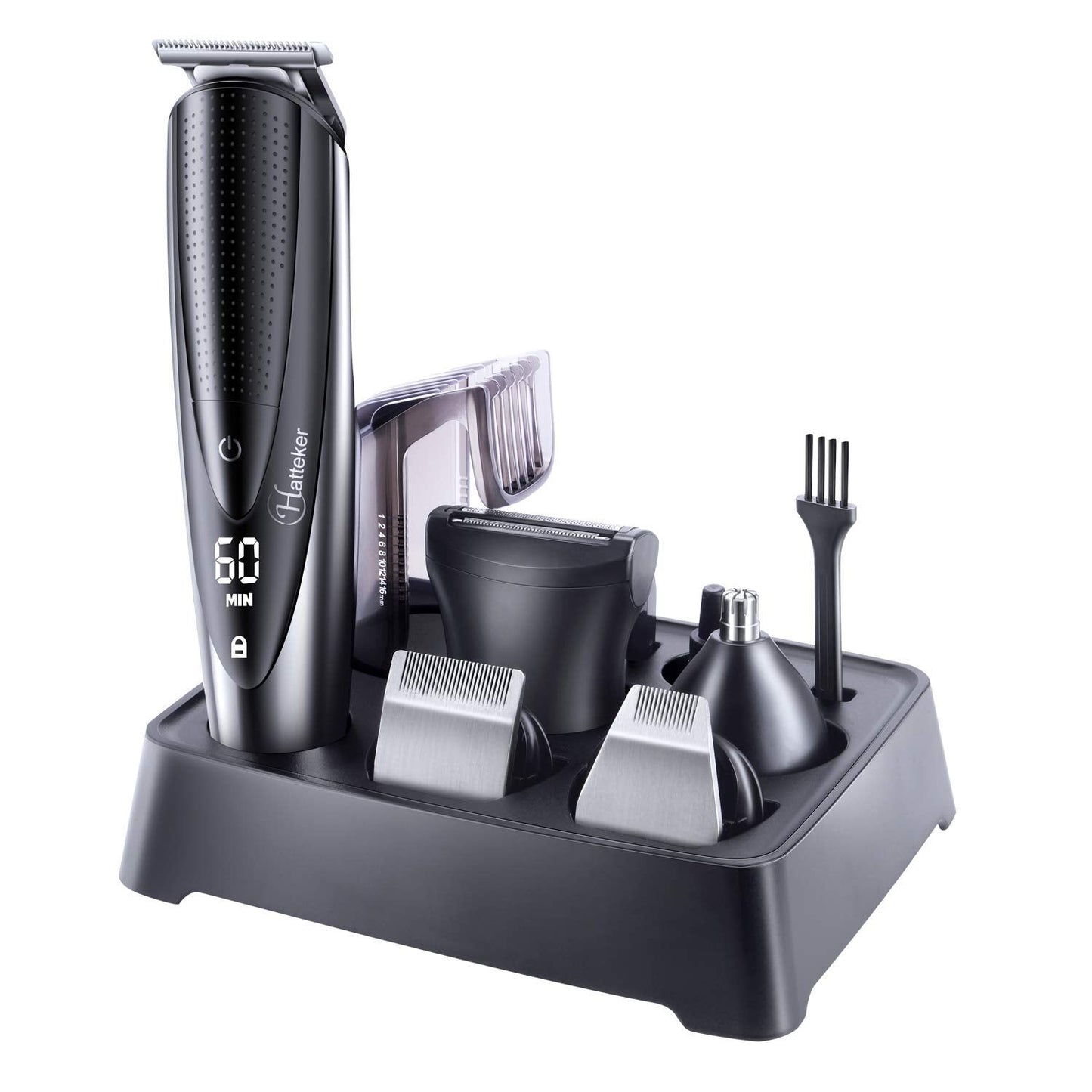Hatteker Mens Beard Trimmer Grooming kit Hair Trimmer Mustache Trimmer Body Groomer for Nose Ear Facial Hair Cordless Waterproof 5 in 1