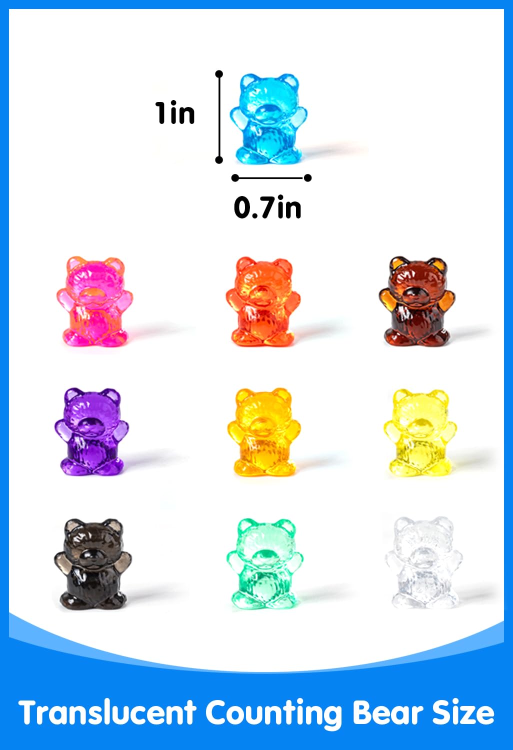 Odoorgames 100 Pcs Translucent Bear Counters - 100 Pcs 3D Shapes for Teaching - Geometric Solids and Geometry Manipulatives for Classroom - Enhance Learning Experience