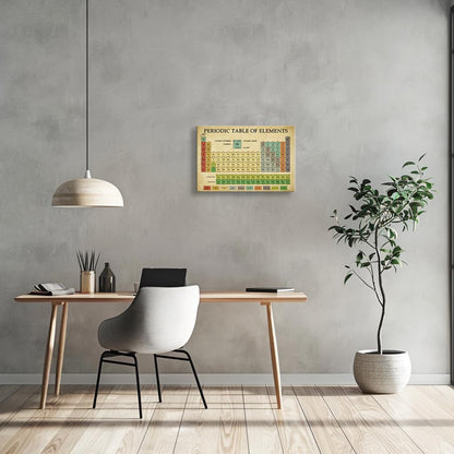 Matniger Periodic Table Poster Educational Wall Art Knowledge Poster Retro Canvas Framed Prints Periodic Table Of Elements Wall Decor Decorations for Classroom 12x18inches