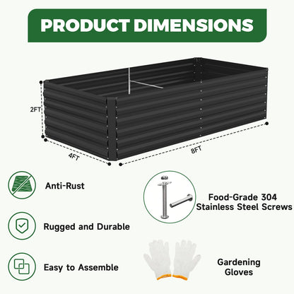 NAVINE 8x4x2 ft Raised Garden Bed, Large Metal Planter Raised Beds, Planters for Outdoor Plants for Vegetables, Flowers, Herbs, Fruits, and Succulents.(2 Pcs)
