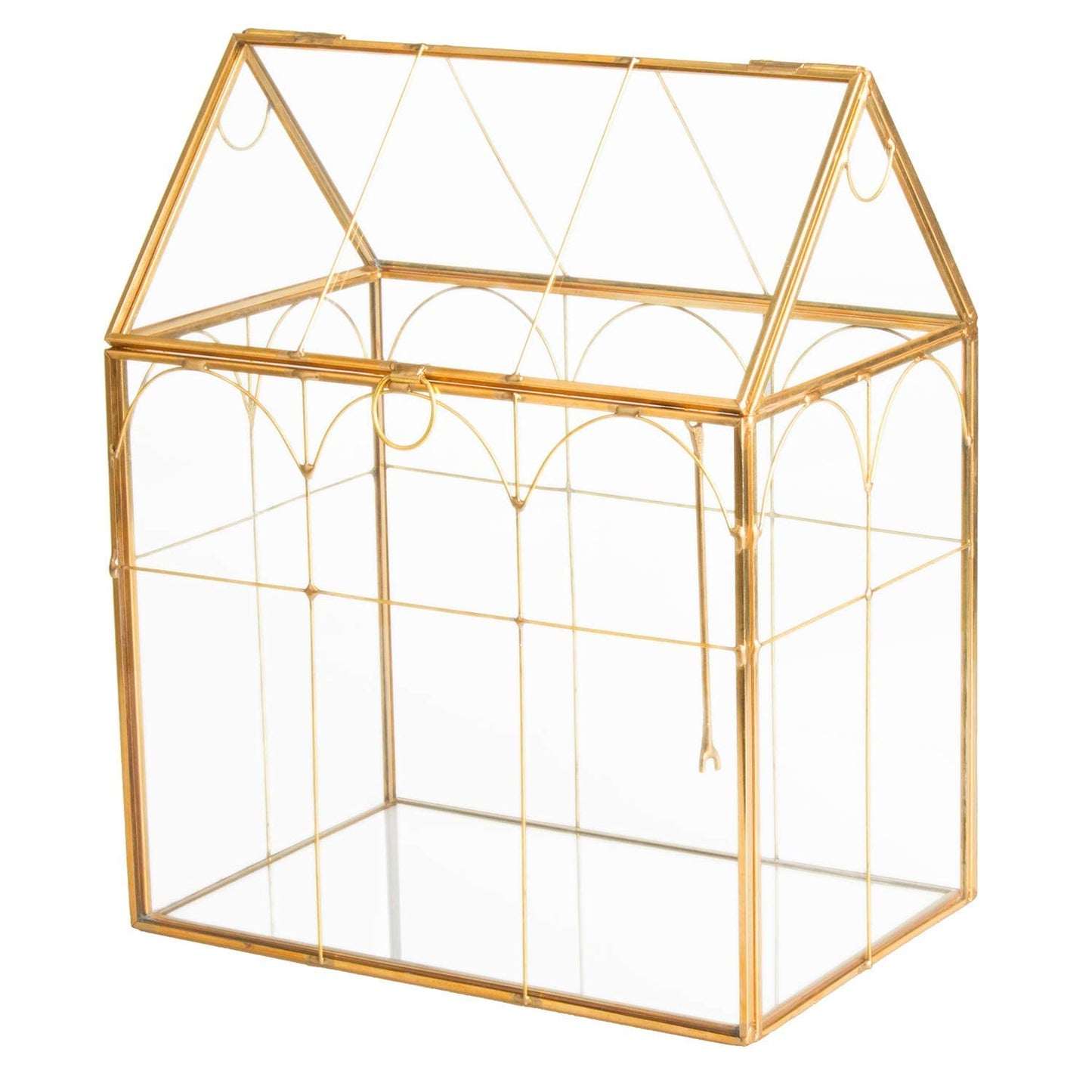 Glass Geometric Plant Terrarium,Succulent & Air Planter for Home Garden Office Decoration (Gold House)