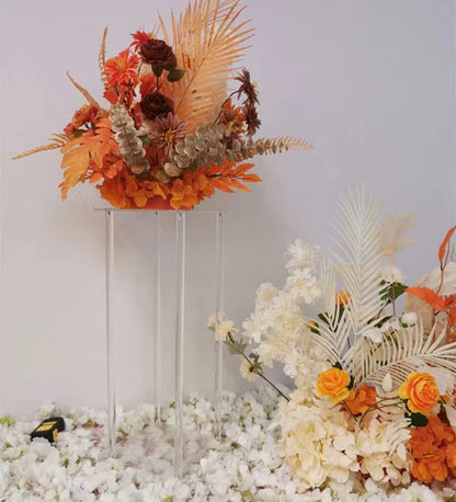 10 Pcs Wedding Centerpieces Acrylic Vases Clear Column Flower Vase Stands 7.87'' x 7.87'' x 31.5'' Rectangular Flower Display Table Stands for Wedding Party Events Reception Table Decor