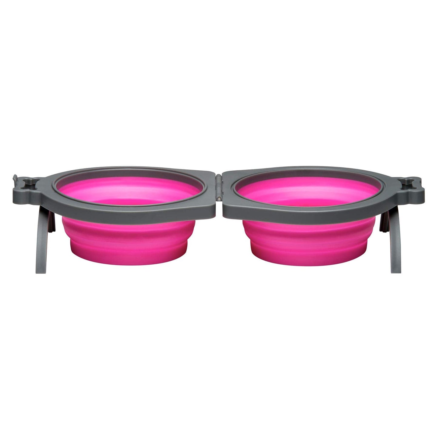 Loving Pets - Bella Roma Double Diner Portable Travel Dog Bowls Collapsible Combined Dog Food & Water Bowls (Pink, Medium)