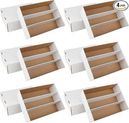 6 Pack Trading Card Storage Box, 2340 Count Card Storage Box White Sports Cards Storage Box Card Organizer Box Bulk Cardboard Card Storage Trading Card Box for Organizing Soccer Basketball Game Cards