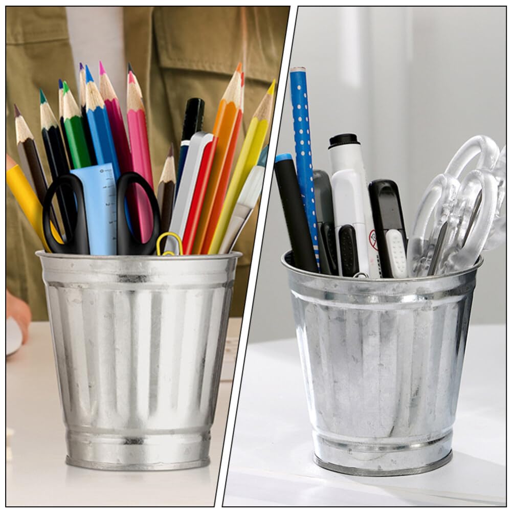 Alipis Mini Trash can for Desktop 3.74 Inch Compact Table Storage Jar Multi-Functional Waste Basket Pen Holder Flower Pot Space-Saving Organizer for Office Dorm Kitchen