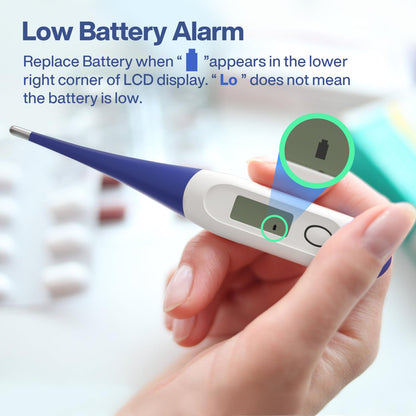 Boncare 10 Seconds Digital Thermometer for Adults and Kids - Accurate & Safe Rectal Thermometer for Baby with Fever Alarm, Oral Thermometer FSA HSA Eligible (Dark Blue)