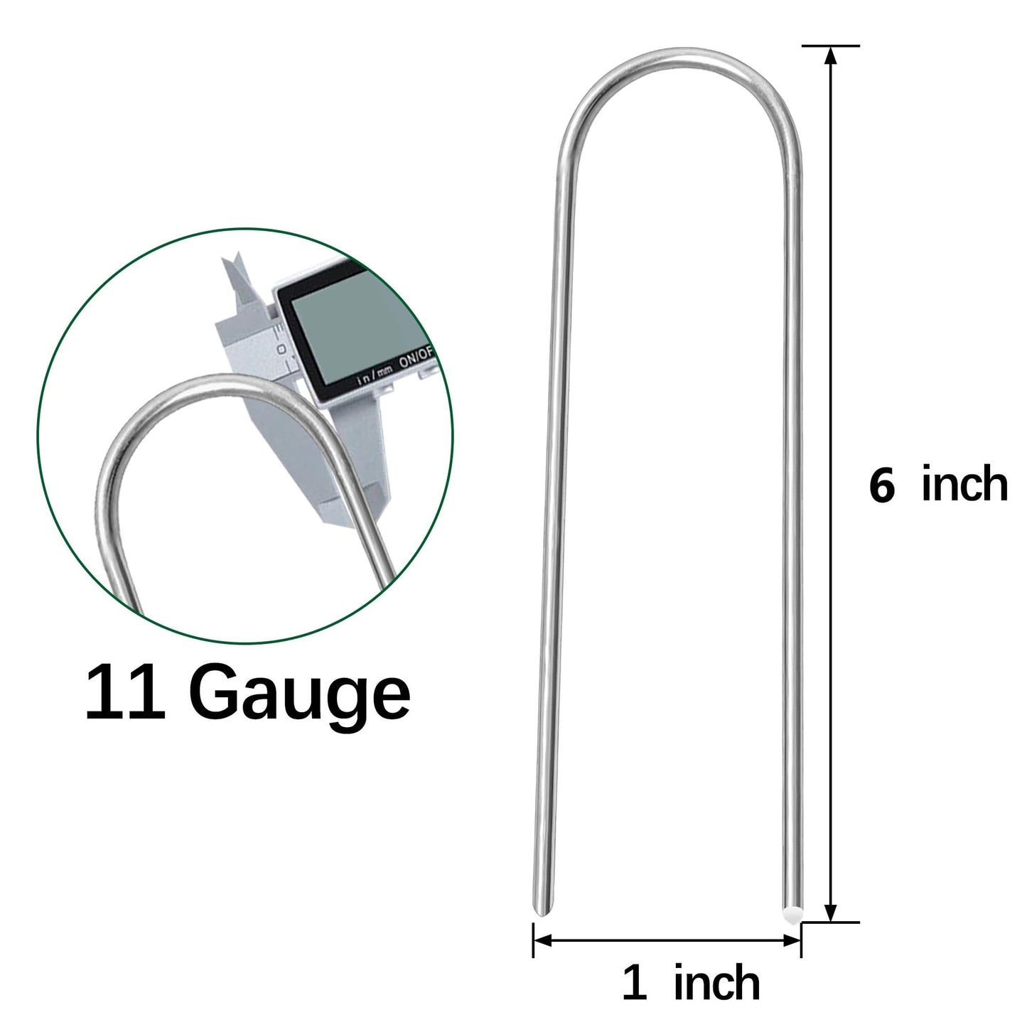HOUYA 50 Pack Garden Stakes 6 Inch U-Shaped Drip Irrigation Stakes Galvanized Landscape Staples Garden Pins Yard Lawn Ground Stakes for Soaker Hose Drip Line Tubing Landscape Fabric Weed Barrier