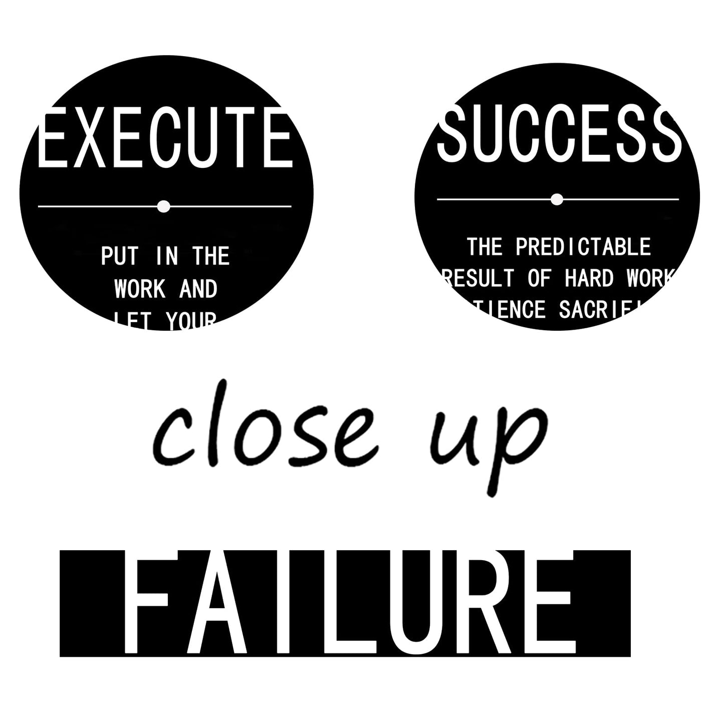 Inspirational Wall Art Success Quote Canvas Painting Positive Motivational Wall Art Execute Failure Definition 3 Pieces Black Poster Framed Artwork Prints Picture for Living Room Office [48''Wx 24''H]