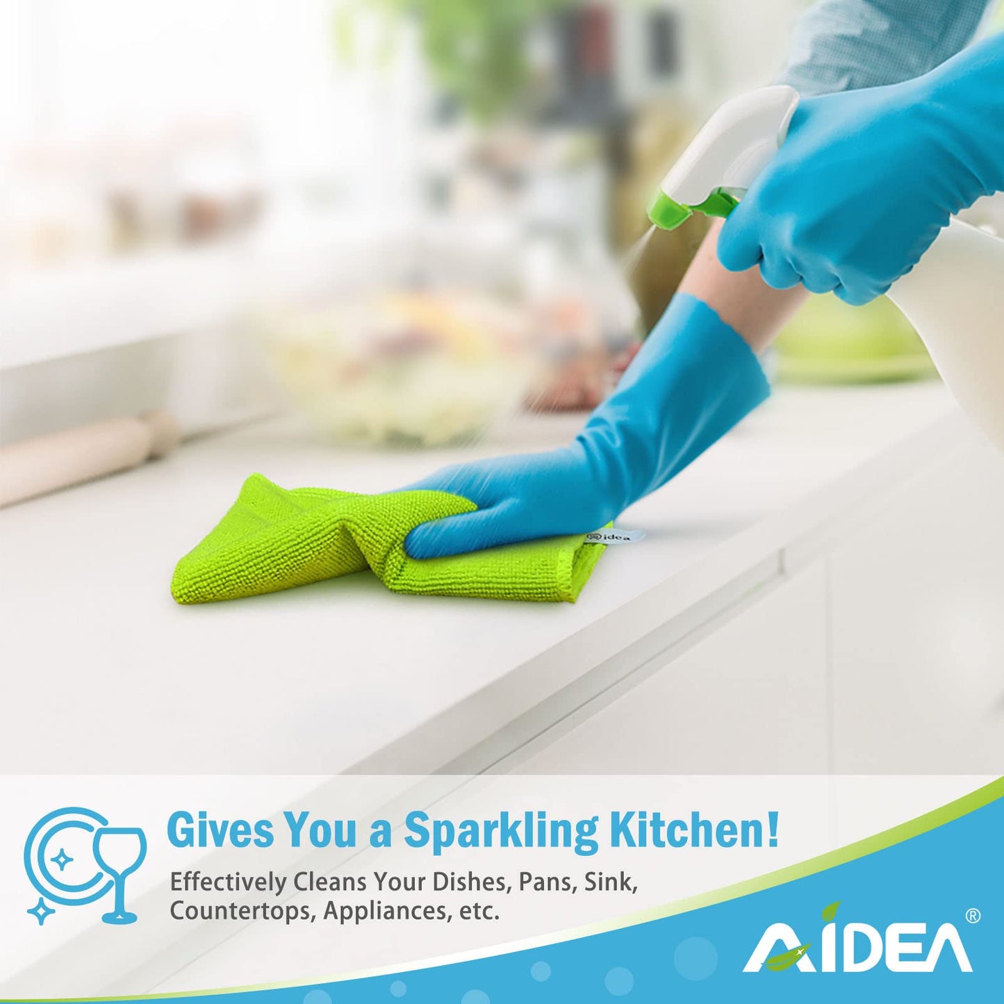 AIDEA Microfiber Cleaning Cloth-100PK, Soft Microfiber Towels for Cars, Absorbent Cleaning Rags, Lint-Free Streak-Free Wash Cloths for House, Kitchen, Window(12in.x12in)