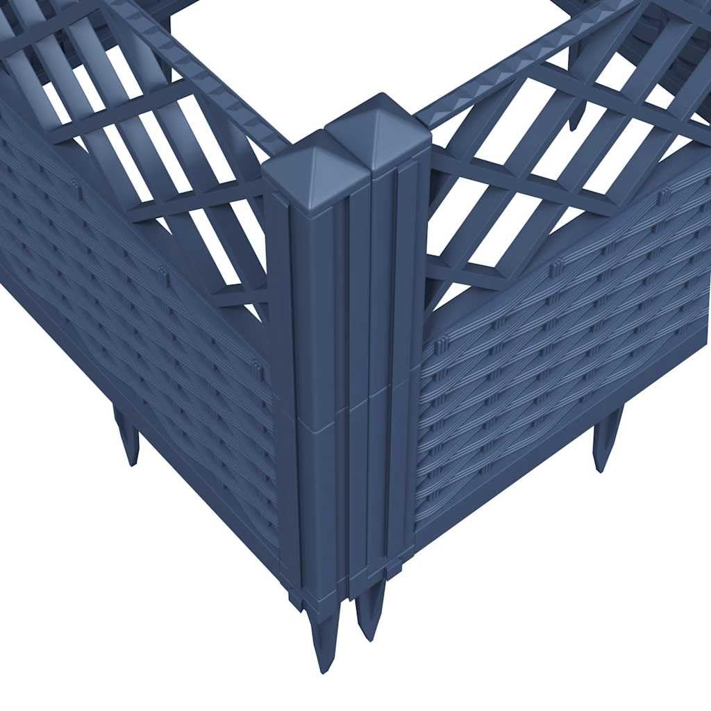 WRJENFSC Blue Grey Square Modular Garden Planter 17.1 Inch Polypropylene with Basketweave Matte Finish for Outdoor Flowers Vegetables Gardening on Patio Balcony Backyard