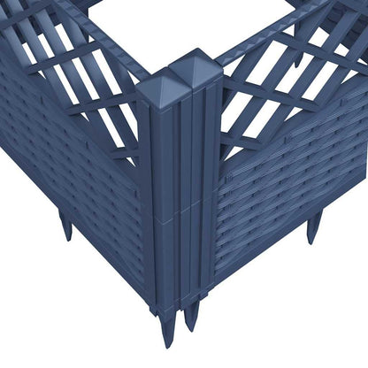 WRJENFSC Blue Grey Square Modular Garden Planter 17.1 Inch Polypropylene with Basketweave Matte Finish for Outdoor Flowers Vegetables Gardening on Patio Balcony Backyard