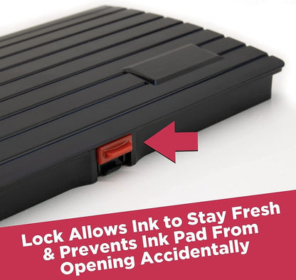 Large Premium Black Ink Stamp Pad - 5" by 7" - Quality Felt Pad - Case with Closing snap