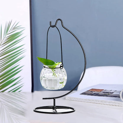 YY YEARCHY Ornament Display Stand Metal Stand Air Plant Stand Flower Pot Holder Iron Stand for Hanging Glass Globe Ball (C Shape)