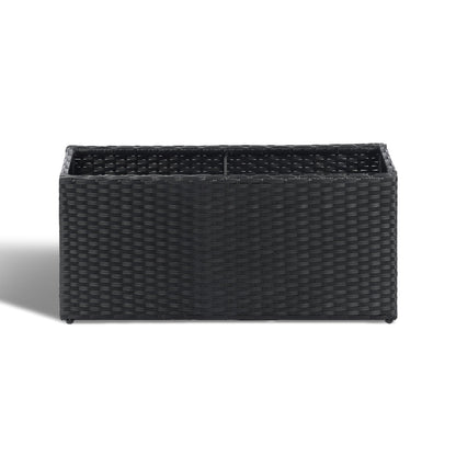 SUNNYPARK Black Rectangular Planter Box All-Weather PE Rattan Large Modern Planters with Removable Liner Indoor Outdoor Decorative Flower Pot for Patio, Balcony, Garden