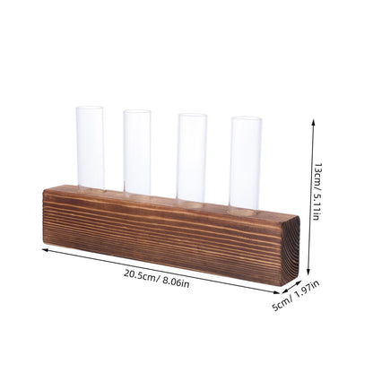 FUNOMOCYA Creative Hydroponic Glass Vases Wooden Stand Plant Terrarium for Home Decoration for Indoor Gardening for Plant Lovers 1 Set