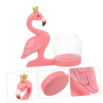 Hemobllo Creative Flamingo Hydroponic Plant Vase Glass Resin Desktop Terrarium for Air Plants Pothos Vine Centerpiece Home Decor with Removable Vase for Easy Cleaning