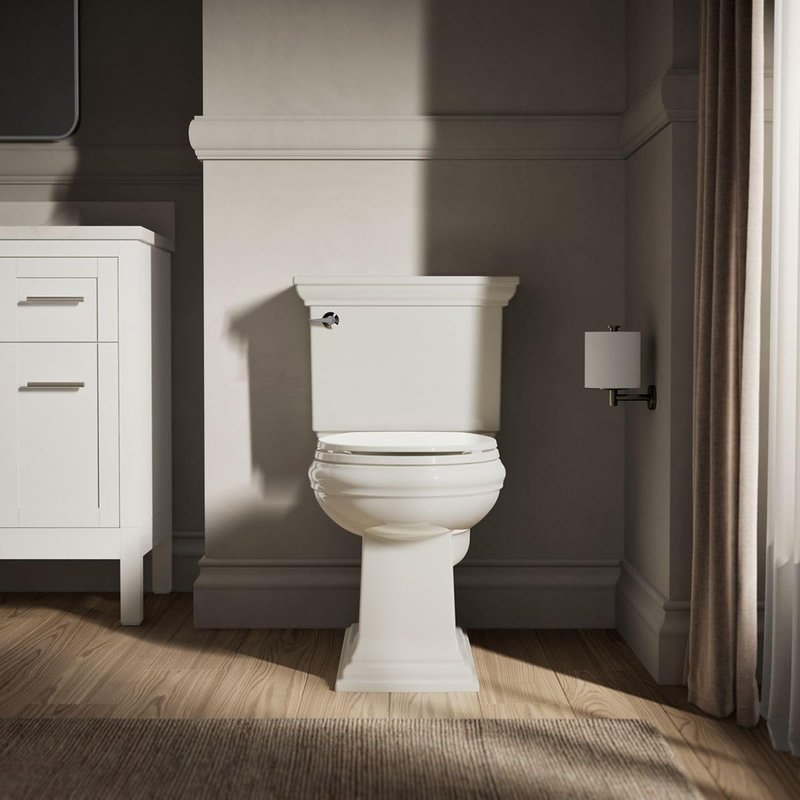 KOHLER 20111-96 Brevia, Slow Close Toilet Seat, Round Toilet Seat, Grip-Tight Bumpers Quick-Attach Hardware, Biscuit (Pack of 2)