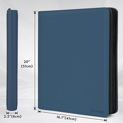 Toploader Binder,16 Pocket Top Loader Binders for 3" x 4" Rigid Cards,Toploader Card Binder for Hard Plastic Top Loaders,Holds 640 Top Loaders(Blue)