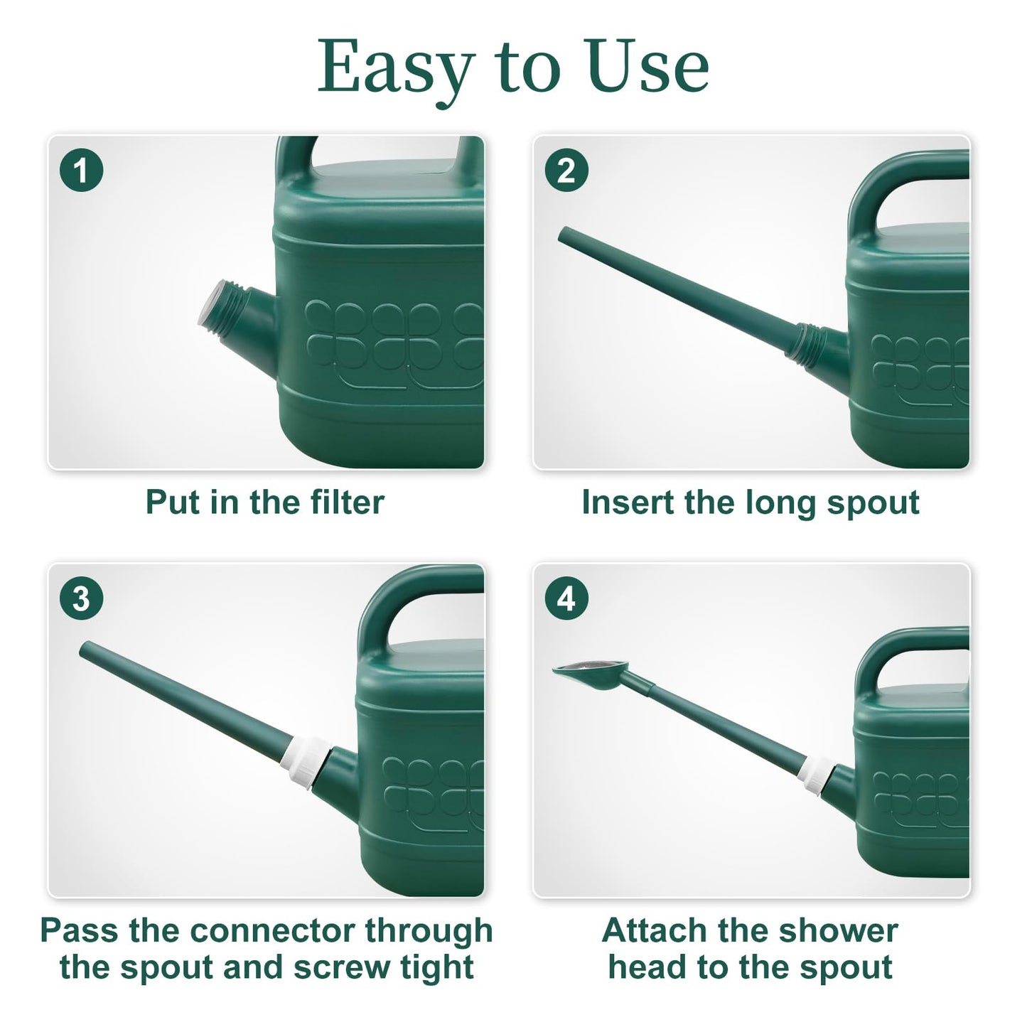 2 Gallon Watering Can, Garden Watering Can Outdoor, Plant Water Can with Removable Long Spout and Stainless Steel Sprinkler Head, Large Plastic Outdoor Watering Cans for Gardening Flower Plants