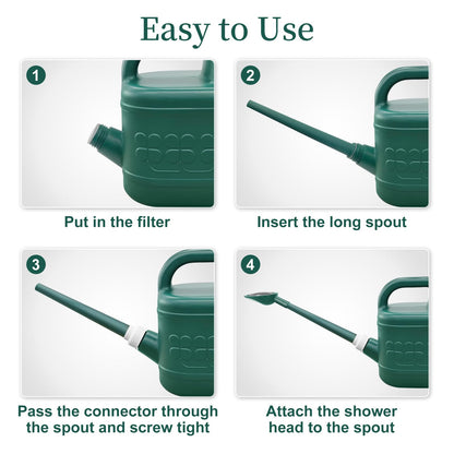 2 Gallon Watering Can, Garden Watering Can Outdoor, Plant Water Can with Removable Long Spout and Stainless Steel Sprinkler Head, Large Plastic Outdoor Watering Cans for Gardening Flower Plants