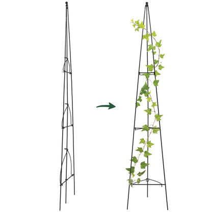 Arcadia Garden Products 5ft Folding Metal Obelisk Trellis for Climbing Plants, Assembly-Free Plastic-Coated Grow Support for Indoor Outdoor Flowers, Vegetables, Vines, Ivy