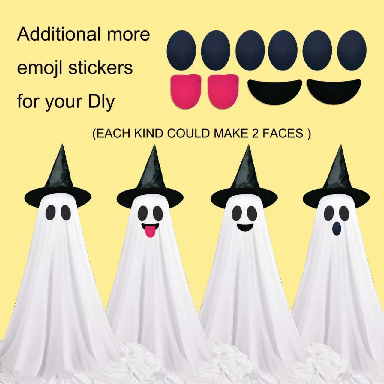 VersaCharm Halloween Ghost LED String Lights Decor Indoor/Outdoor Light Up Spooky Decoration with Remote Control for Yards, Porch, Gardens, Lawn & Party White 2 Packs
