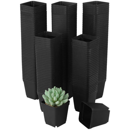 Skdqiee 200 Pack 3 Inch Black Nursery Pot Square Plastic Plant Pots, Seed Starting Planter with Drainage Holes for Succulents, Seedlings, Garden Office Balcony Indoor Outdoor