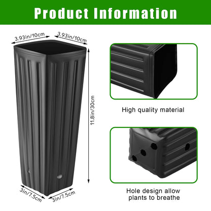 Nuenen 300 Pcs Tall Pot Plastic Deep Plant Nursery Pots Black Seedling Flower Plant Container with Drainage Holes for Indoor Outdoor Gardening (11.8" H X 3.9" W)