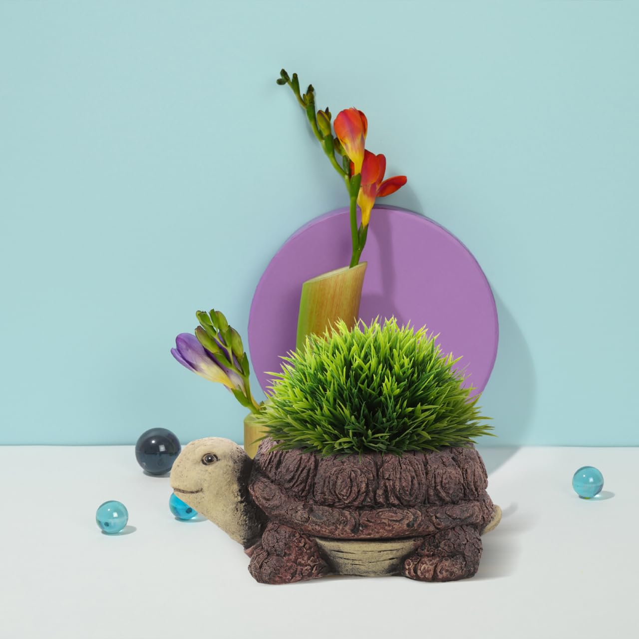 VINTORKY Turtle Shape Resin Planter Decorative Outdoor Planters for Garden Patio