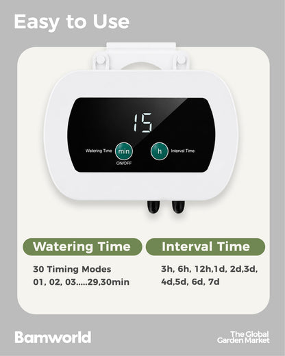 Bamworld Automatic Plant Waterer for 10 Potted Plants Indoor Automatic Watering System for Garden Plant Watering Devices with Adjustable Timer Auto Irrigation System for Garden Potted Plants Outdoor