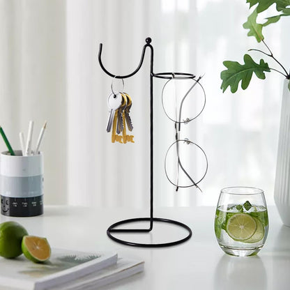YY YEARCHY Ornament Display Stand Iron Hanging Stand Flower Pot Rack Holder Pothook for Hanging Glass Globe Air Plant Terrarium Witch Ball Home Wedding Christmas Decoration (9.65"x4.33"x4.33", Black)