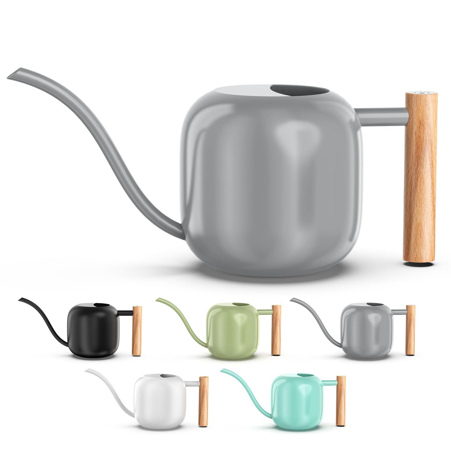 Green Moon Watering Can Indoor Plants 1.2L/41oz Elephant Gray Water Can Indoor Metal Small Water Can Pot with Long Spout for House Bonsai Plants Garden Flower Decorative