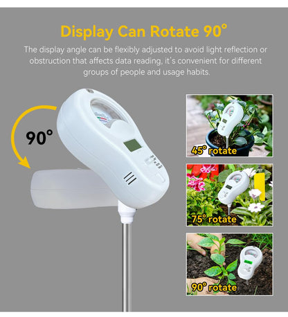 6-in-1 Soil Moisture Meter, PH Tester, Soil Moisture, Fertility, Sunshine Intensity, Temperature, Humidity, with Removable Probe for Gardens, Lawns, Farms (Including 1*AAA Batteries) (3)