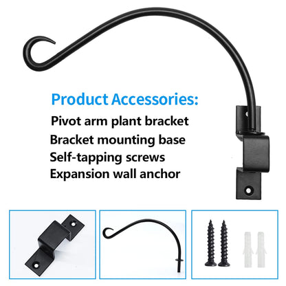 Maosen 16 Inch Swivel Plant Hangers Outdoor - 2 Pack Black Iron Plant Hanging Hook Bracket for Flowers Baskets Planter Pots Bird Feeder Lanterns Wind Chimes