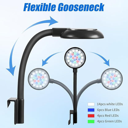 AQUANEAT Clip on Aquarium Light for up to 3 Gal Fish Tank, Dimmable Small Fish Tank Light USB for Betta Tank (Small)