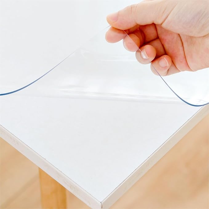 36 x 66 Inch Clear Table Cover, 1.5mm Thick Plastic Table Protector for Dining, Kitchen & Office