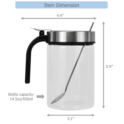 EIKS Clear Glass Condiment Jars with Lids and Spoons for Serving & Storing Seasoning Salt Sugar Spice Pepper, Working in Home Kitchen Coffee Restaurant, Container Capacity 450ml/14.5oz