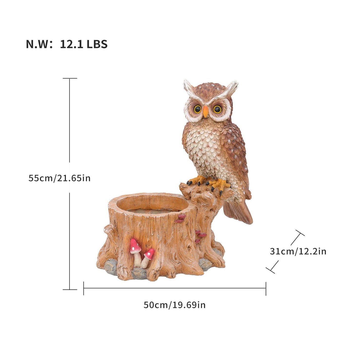 Cute Owl Succulent Plant Pot - Durable Resin Animal Planter with Drainage Hole, Decorative Flower Vase for Indoor Outdoor Desktop Garden, Unique Owl Gifts for Bird Lovers, Cactus Pot for Home Office