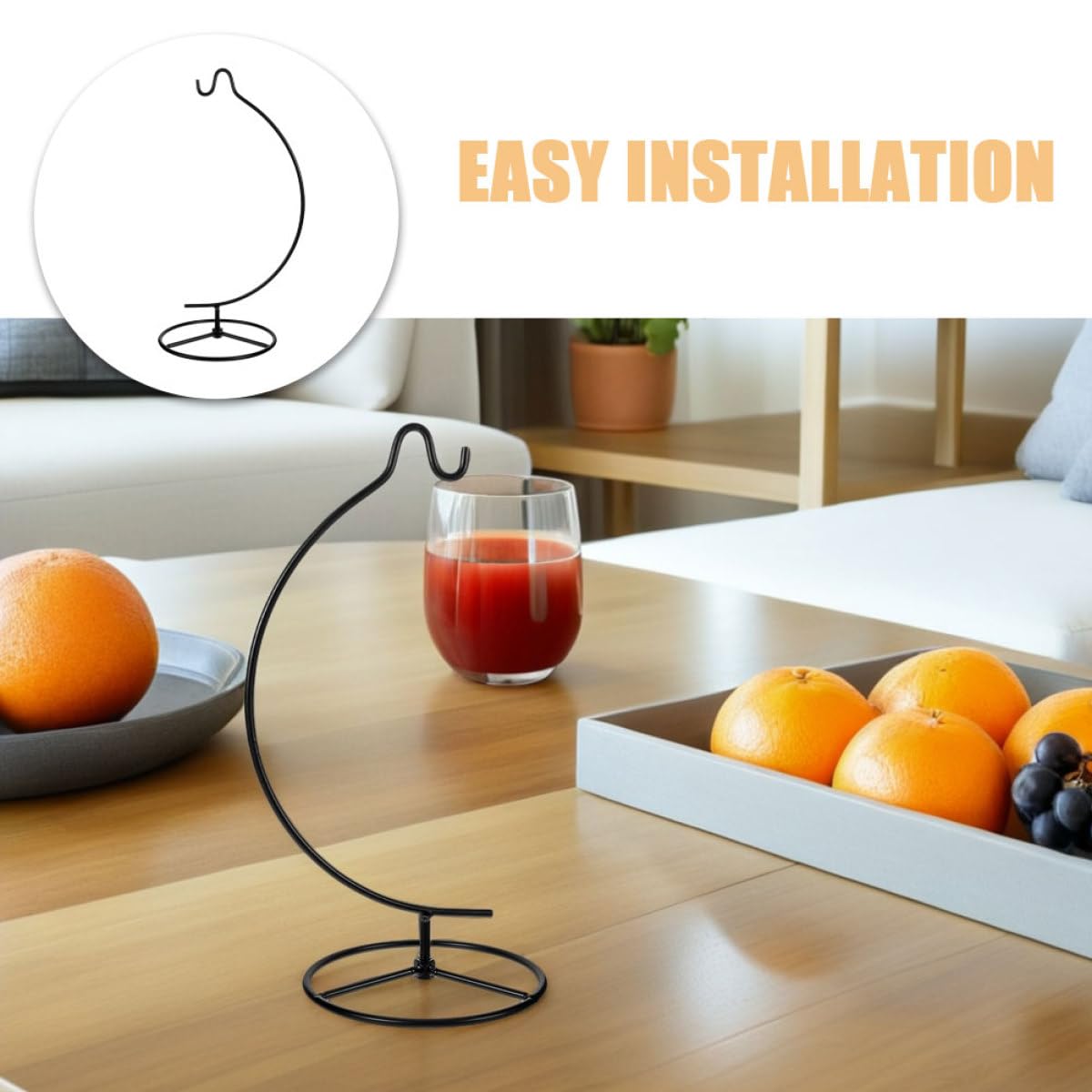 Toyvian 2pcs Moon-shaped Hanging Stand for Air Plant Terrarium and Ornament Display, Black Iron Metal Hook Rack for Indoor Home Décor and Hanging Flowerpot Holder