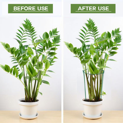 8 Pack Half Round Plant Support Stakes, Green Metal Garden Plant Supports, 9.8”W x15.7”H Plant Support Rings with 20 Pcs Plant Clips for Indoor Outdoor Plants