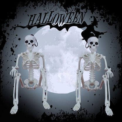 Tvoip 2 Packs Halloween Skeletons, Halloween Hanging Skeleton Decoration 16” Posable Skeleton Halloween Decoration Full Body Posable Joints Skeletons Halloween Decorations Outdoor Indoor